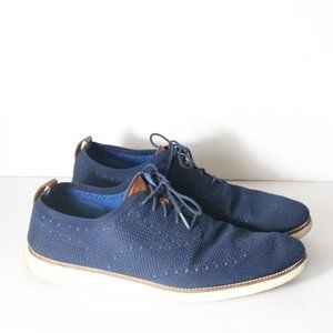Cole Haan Mens Original Grand Wingtip Oxford Navy Size 15 Knit Lace Up